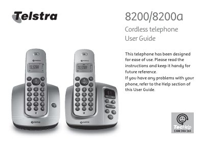 Telstra 8200/8200a Cordless Telephone User Guide - cover page