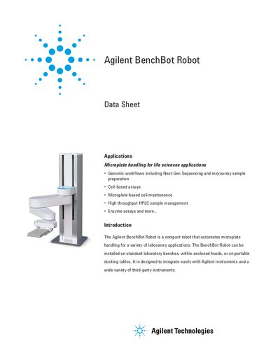 Agilent BenchBot Robot Data Sheet - cover page