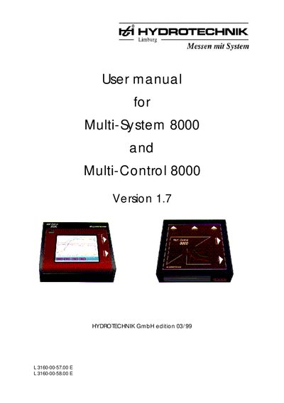 Hydrotechnik Multi-System 8000 and Multi-Control 8000 User Manual - cover page