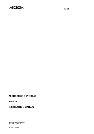 MICROM HM 525 User Manual - cover page