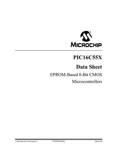 Microchip PIC16C55X Datasheet - cover page