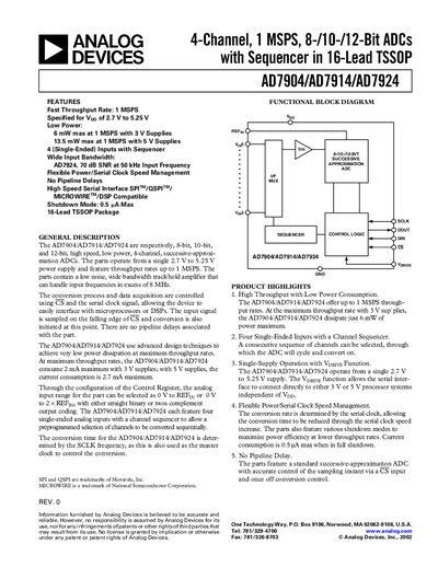 Analog Devices AD7904/AD7914/AD7924 Datasheet - cover page