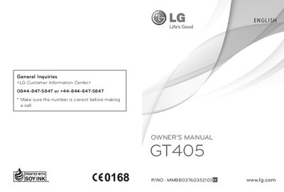 LG GT405 Owner's Manual - cover page