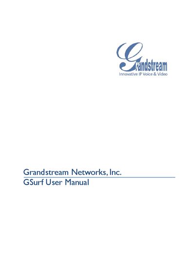 Grandstream GSurf User Manual - cover page