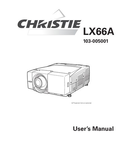 CHRISTIE LX66A 103-005001 User's Manual - cover page