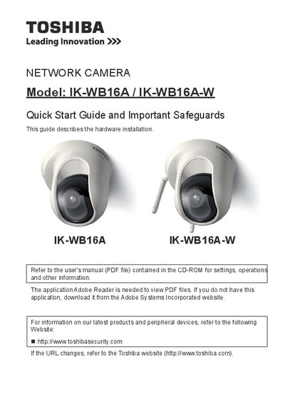 Toshiba IK-WB16A/IK-WB16A-W Network Camera Quick Start Guide