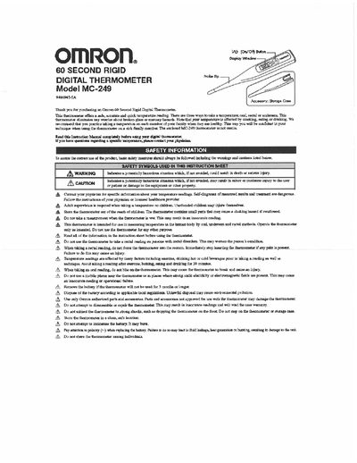 Omron MC-249 Digital Thermometer User Manual - cover page