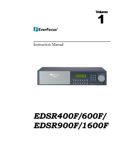EverFocus EDSR 400F/600F/900F/1600F DVR Instruction Guide - cover page