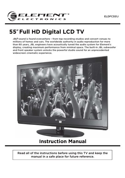 Element ELDFC551J 55-Inch Full HD Digital LCD TV Instruction Manual - cover page