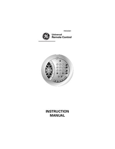 Universal RM24961 Remote Control Instruction Manual - cover page