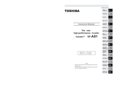 Toshiba VF-AS1 Inverter Instruction Manual - cover page