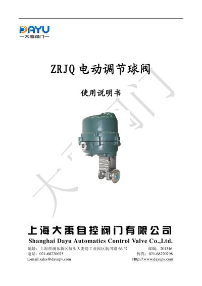 Dayu ZRJQ Electric Regulating Ball Valve User Manual - cover page