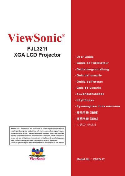 ViewSonic PJL3211 XGA LCD Projector User Manual - cover page