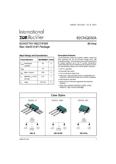 International Rectifier 82CNQ030A Datasheet - cover page