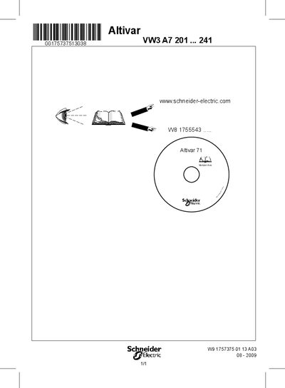 schneider Altivar VW3 A7 201 ... 241 Manual - cover page