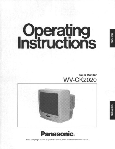 Panasonic WV-CK2020 Color Monitor User Manual