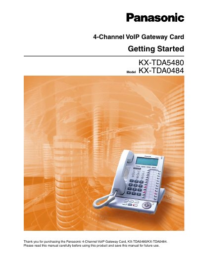 Panasonic KX-TDA5480/KX-TDA0484 4-Channel VoIP Gateway Card Getting Started Guide - cover page