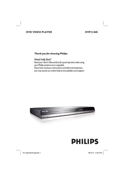 Philips DVP3146K DVD Video Player User Manual
