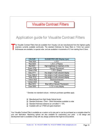 Visualux Visualite Contrast Filters Application Guide - cover page