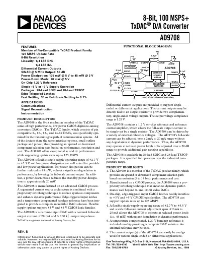 Analog Devices AD9708 Datasheet - cover page