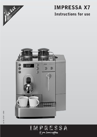 Jura Impressa X7 User Manual - cover page