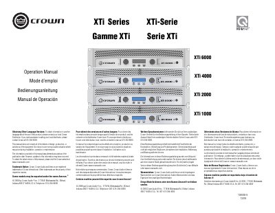 crown XTi 6000/4000/2000/1000 Manual - cover page