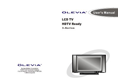 Syntax-Brillian Olevia 3-Series LCD TV User Manual - cover page