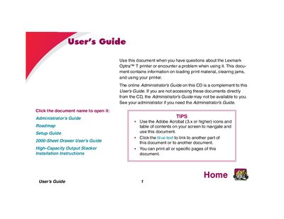 Lexmark Optra T User Manual - cover page