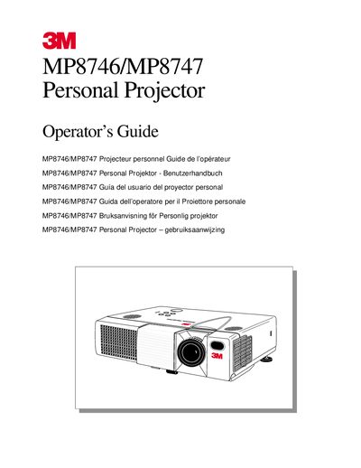 3M MP8746/MP8747 Personal Projector Operator's Guide - cover page