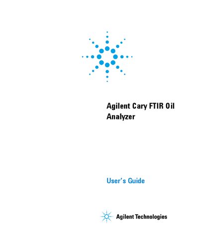 Agilent Cary FT-IR Oil Analyzer User Guide - cover page