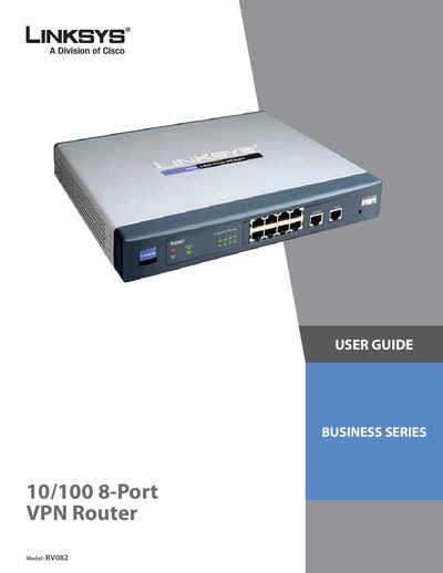 Linksys RVO82 10/100 8-Port VPN Router User Guide - cover page