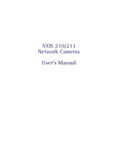Axis 210/211 Network Camera User Manual - cover page