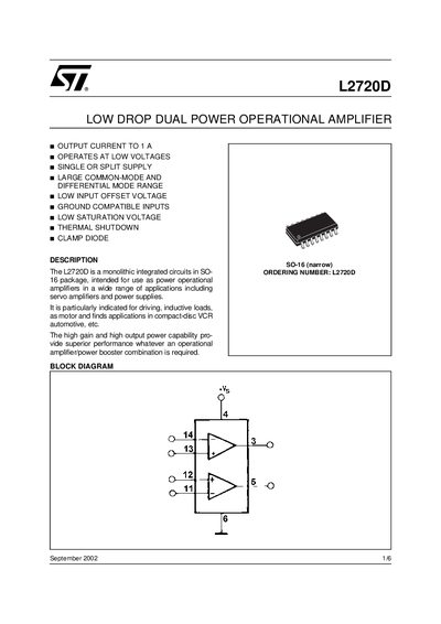 STMicroelectronics L2720D Datasheet - cover page