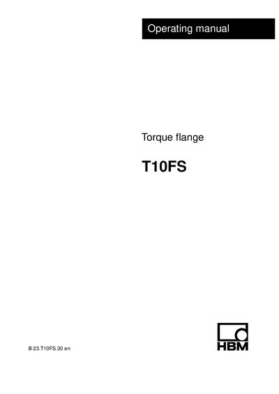 HBM T10FS B23.T10FS.30 Torque Flange Operating Manual - cover page