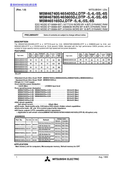 MITUBISHI ELECTRIC M5M467405/465405DJ DTP -5 -6 -5S -6S M5M467805/465805DJ DTP -5 -6 -5S -6S M5M465165DJ DTP -5 -6 -5S -6S handbook - cover page