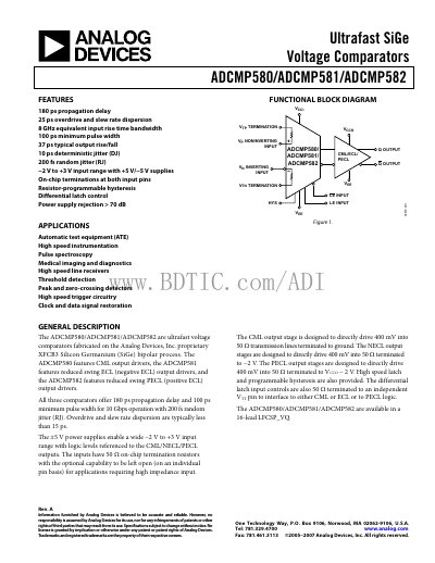 Analog Devices ADCMP580/ADCMP581/ADCMP582 Datasheet - cover page