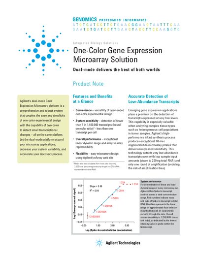 Agilent One-Color Gene Expression Microarray Solution Product Note - cover page