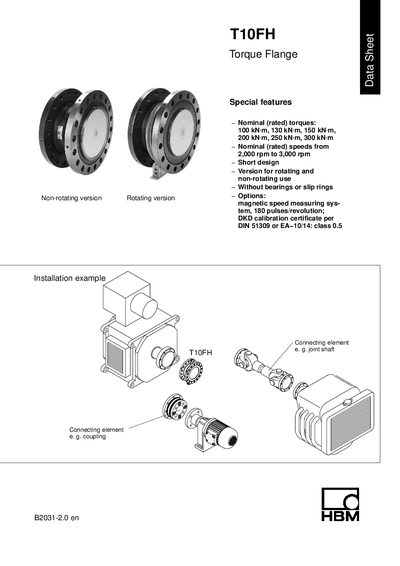 HBM T10FH Torque Flange Data Sheet - cover page