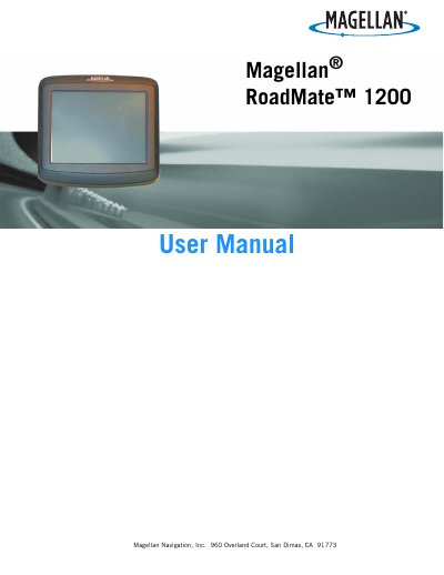 Magellan RoadMate 1200 User Manual - cover page