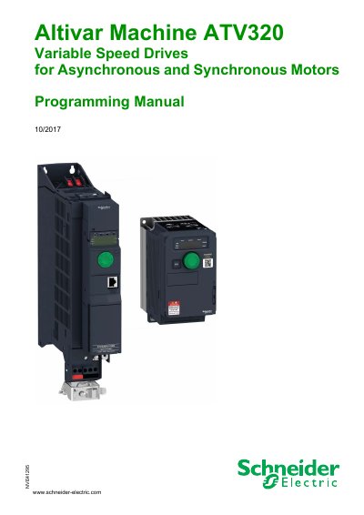 Schneider Electric Altivar Machine ATV320 Variable Speed Drives Programming Manual - cover page