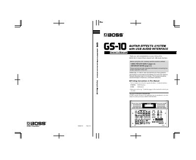 BOSS GS-10 Guitar Effects System Owner's Manual - cover page