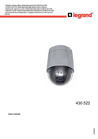 Legrand 430 522 Motorized Day/Night Dome Camera User Manual - cover page