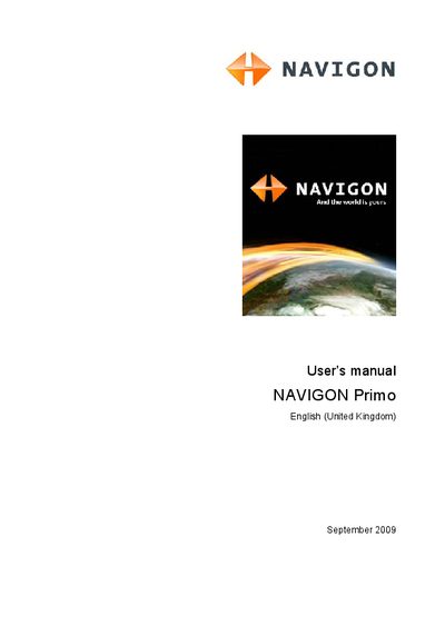 Navigon Primo User Manual - cover page