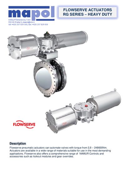 Flowserve RG Series Heavy Duty Pneumatic Actuators Product Leaflet - cover page