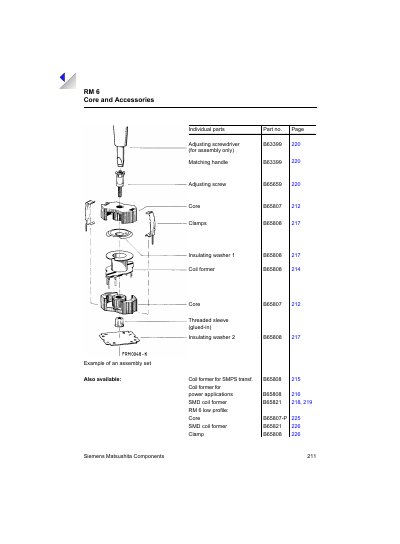 Siemens Matsushita Components RM 6 Core Accessories Handbook - cover page