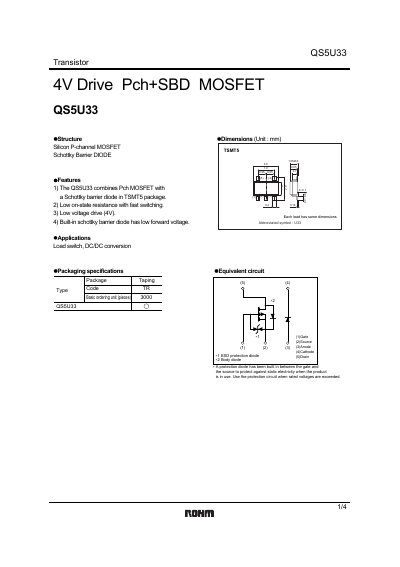 ROHM QS5U33 Transistor Datasheet - cover page