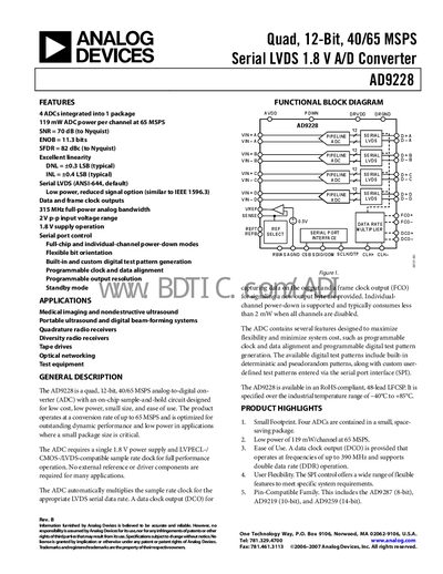 Analog Devices AD9228 Datasheet - cover page