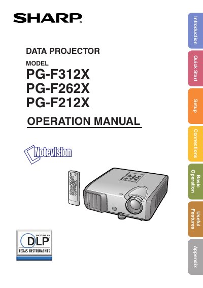 Sharp PG-F312X/PG-F262X/PG-F212X Data Projector Operation Manual