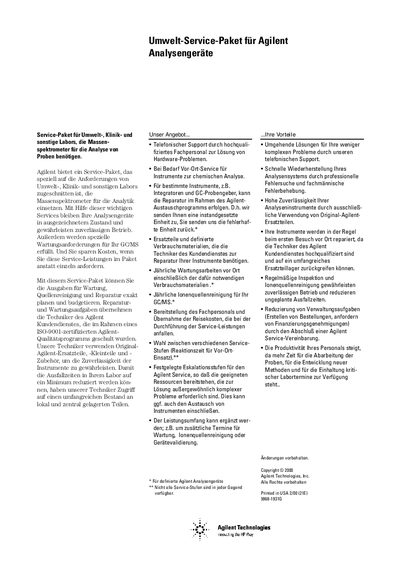 Agilent Environmental Service Package for Chemical Analysis Instruments User Guide - cover page