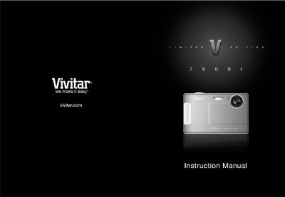 Vivitar Digital Camera User Manual - cover page